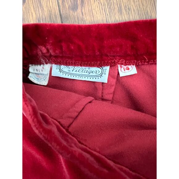 The Villager 70s Red Velvet Corduroy A Line Knee Length Skirt Small 6 Preppy - Picture 2 of 7